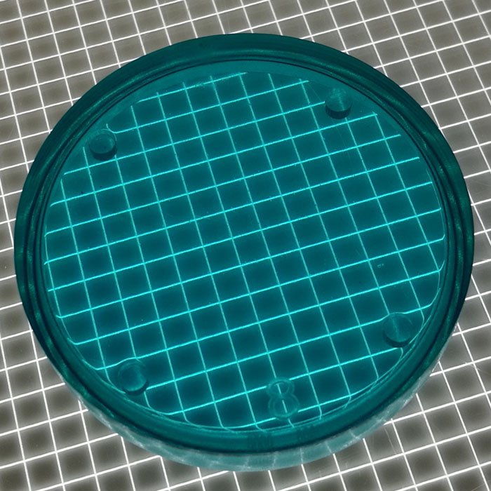 1-1/2" Round Transparent Plain Teal Playfield Insert