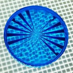 1-1/2" Round Transparent Starburst Blue Playfield Insert