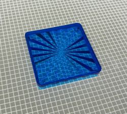 1-1/2" Square Transparent Starburst Blue Playfield Insert