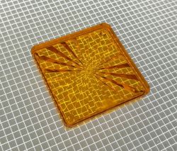 1-1/2" Square Transparent Starburst Orange Playfield Insert