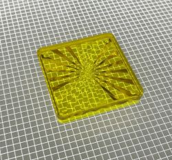 1-1/2" Square Transparent Starburst Yellow Playfield Insert