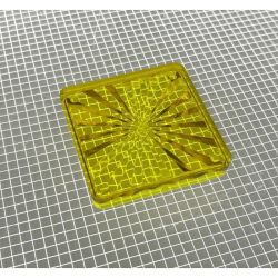1-1/2" Square Transparent Starburst Yellow Playfield Insert