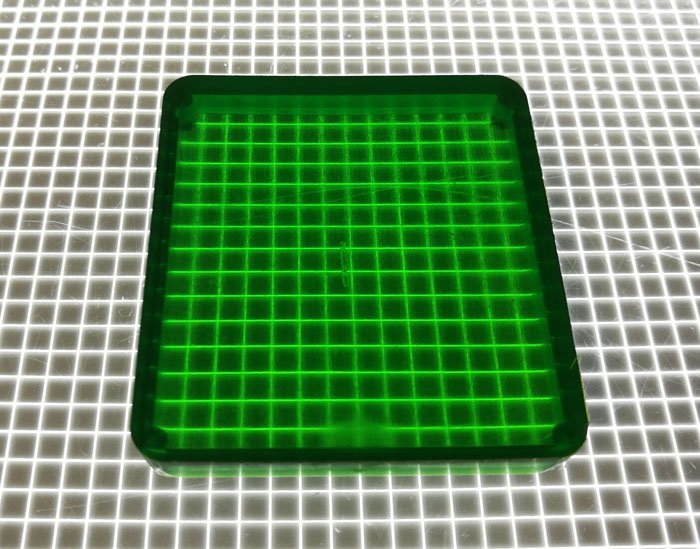 1-5/8" x 1-1/2" Rectangle Transparent Plain Green Playfield Insert