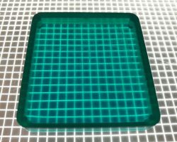 1-5/8" x 1-1/2" Rectangle Transparent Plain Teal Playfield Insert