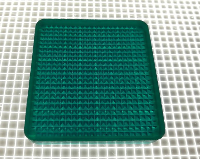1-5/8" x 1-1/2" Rectangle Transparent Stippled Teal Playfield Insert