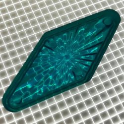 1-3/4" x 3/4" Diamond Transparent Starburst Teal Playfield Insert
