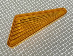 2-1/8" x 1-1/32" Obtuse Triangle Transparent Starburst Orange Playfield Insert