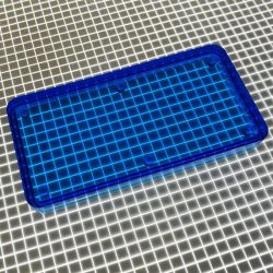 2-1/4" x 1-1/8" Rectangle Transparent Plain Blue Playfield Insert