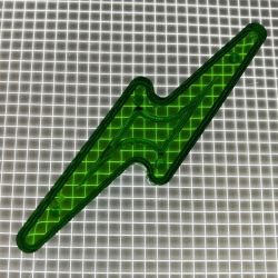 2-7/8" x 3/4" Lightning Bolt Transparent Outline Green Playfield Insert
