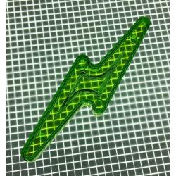 2-7/8" x 3/4" Lightning Bolt Transparent Outline Lime Green Playfield Insert