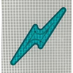 2-7/8" x 3/4" Lightning Bolt Transparent Outline Teal Playfield Insert