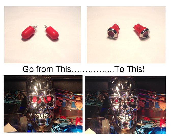 BriteEyes Terminator Eye mod for Terminator 2 Pinball Machines